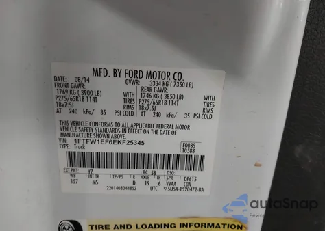 2014 Ford F-150 Xlt from USA, damaged, VIN 1FTFW1EF6EKF25345